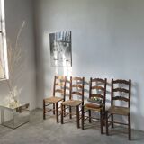 Rustic handcrafted oak chairs 1900