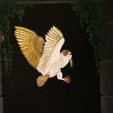 Tableau Rolande Féore huile sur toile Nocturne à la chouette au château du Lude