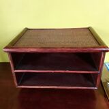 Desk and chair in rattan and vintage wood