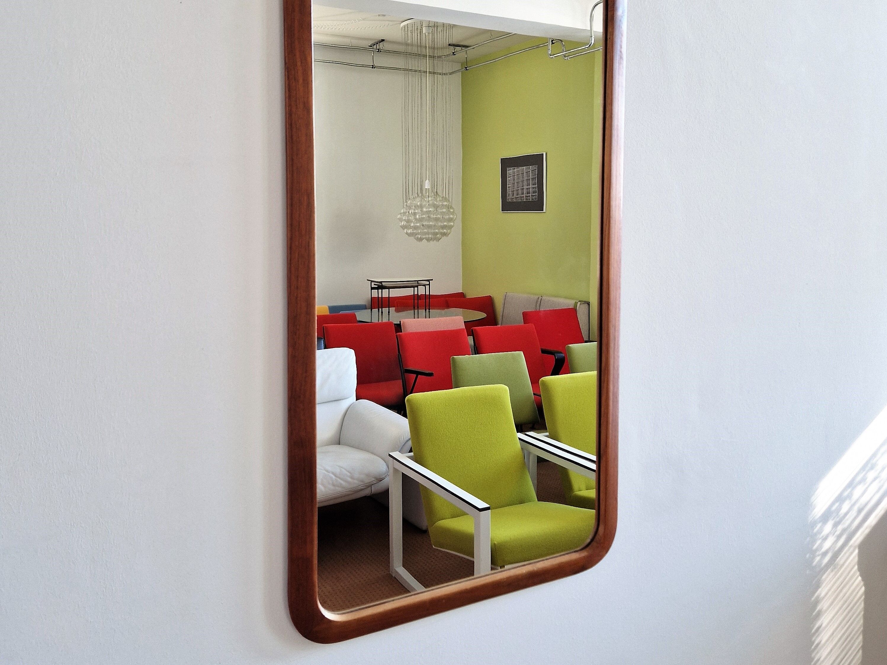 Miroir vintage en teck de grande taille, Danemark des années 1960