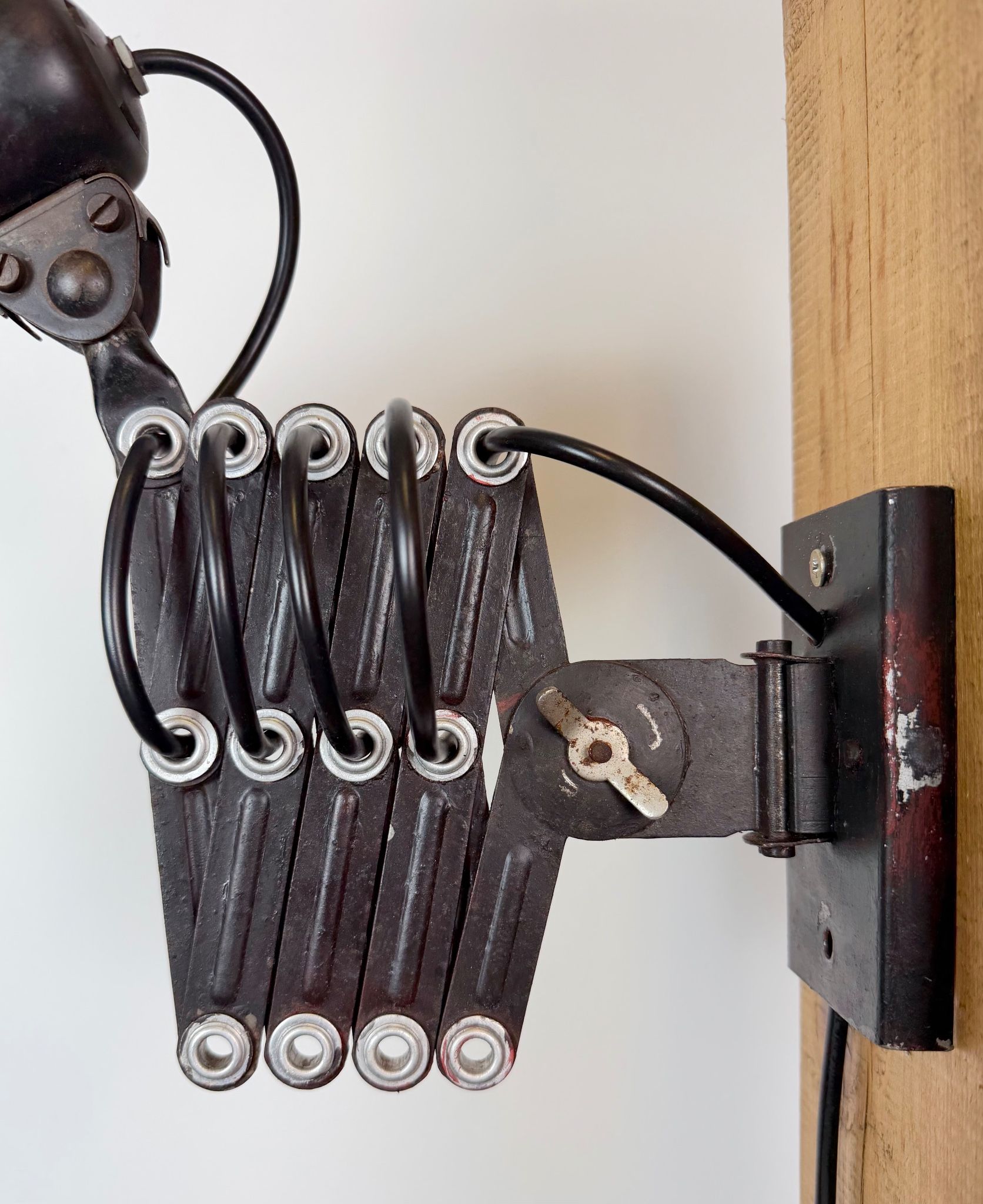 Industrial Black Scissor Wall Lamp, 1950s