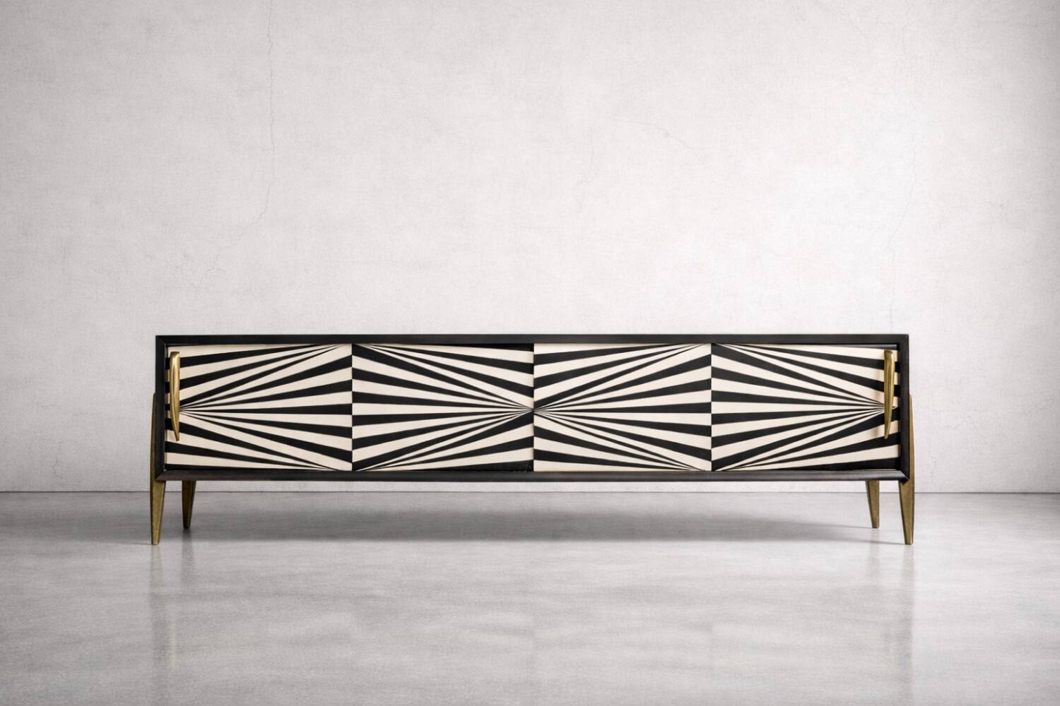 Scandinavian sideboard in birch with hand-painted op-art pattern, 1960s