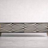 Scandinavian sideboard in birch with hand-painted op-art pattern, 1960s