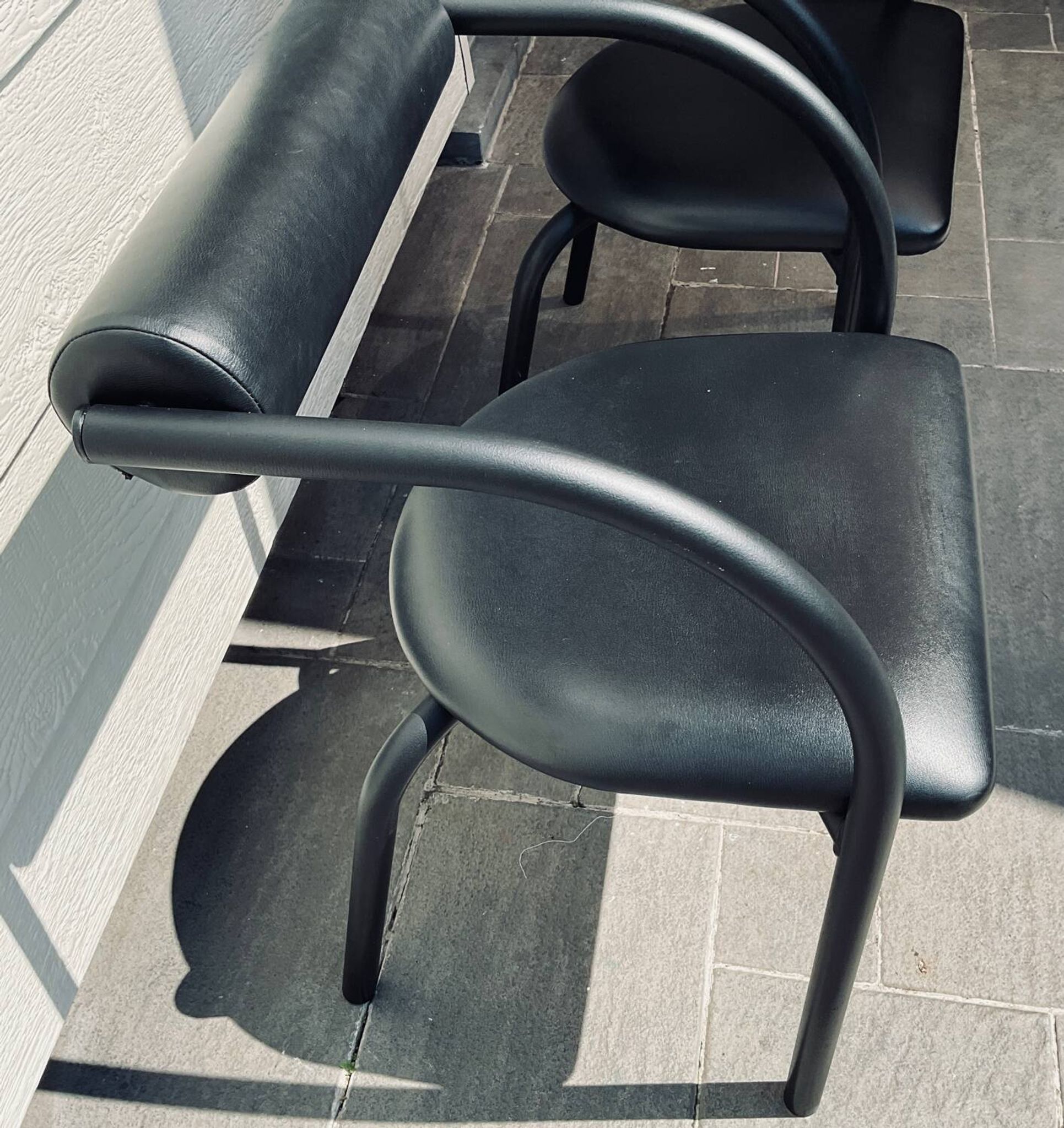 Danish design armchair from the 80s, metal and imitation leather