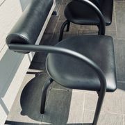 Danish design armchair from the 80s, metal and imitation leather