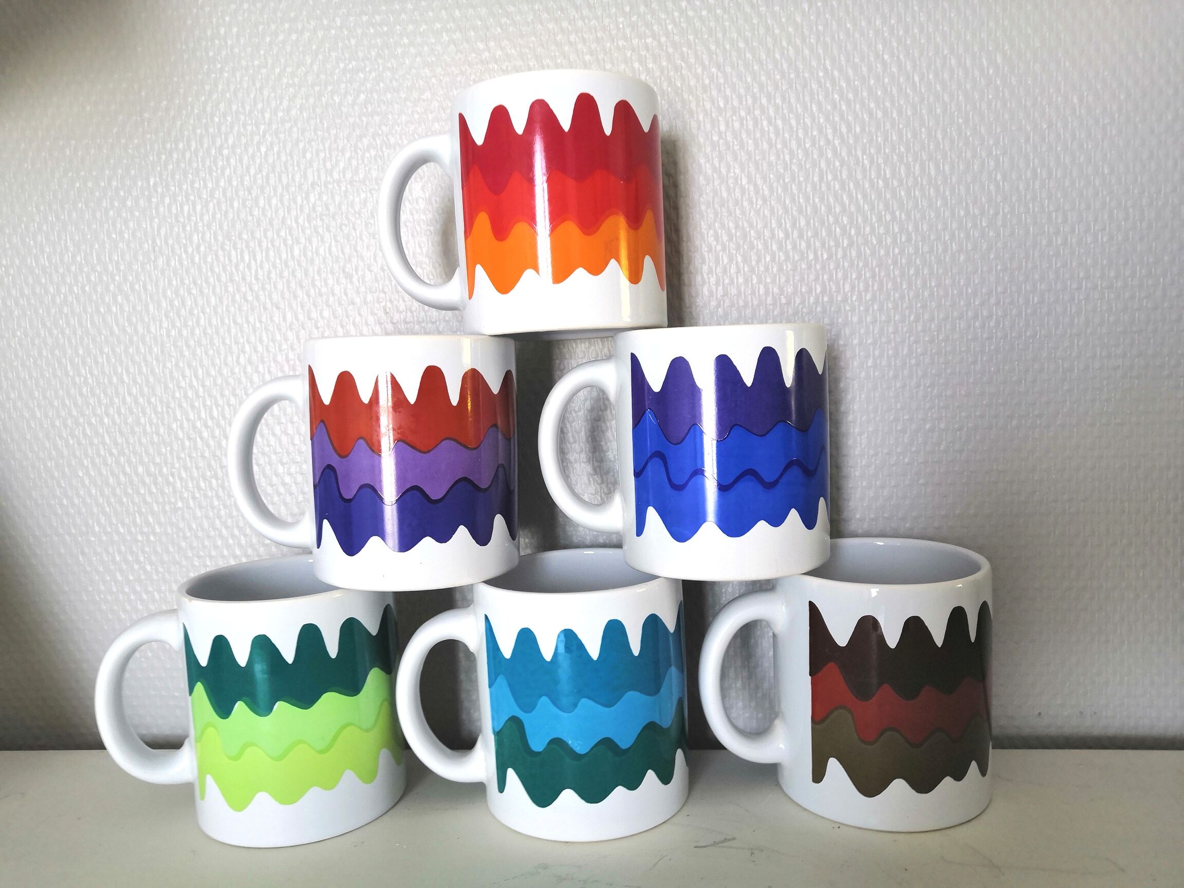 Series of 6 mugs design waecht ersbach 70s
