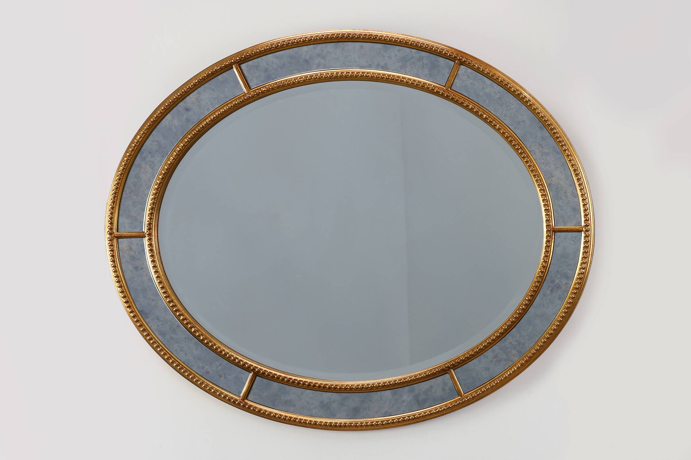 Mid-century gilt oval Mirror by Deknudt, Belgium 1980s