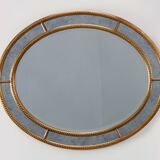 Mid-century gilt oval Mirror by Deknudt, Belgium 1980s