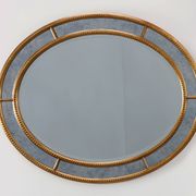 Mid-century gilt oval Mirror by Deknudt, Belgium 1980s