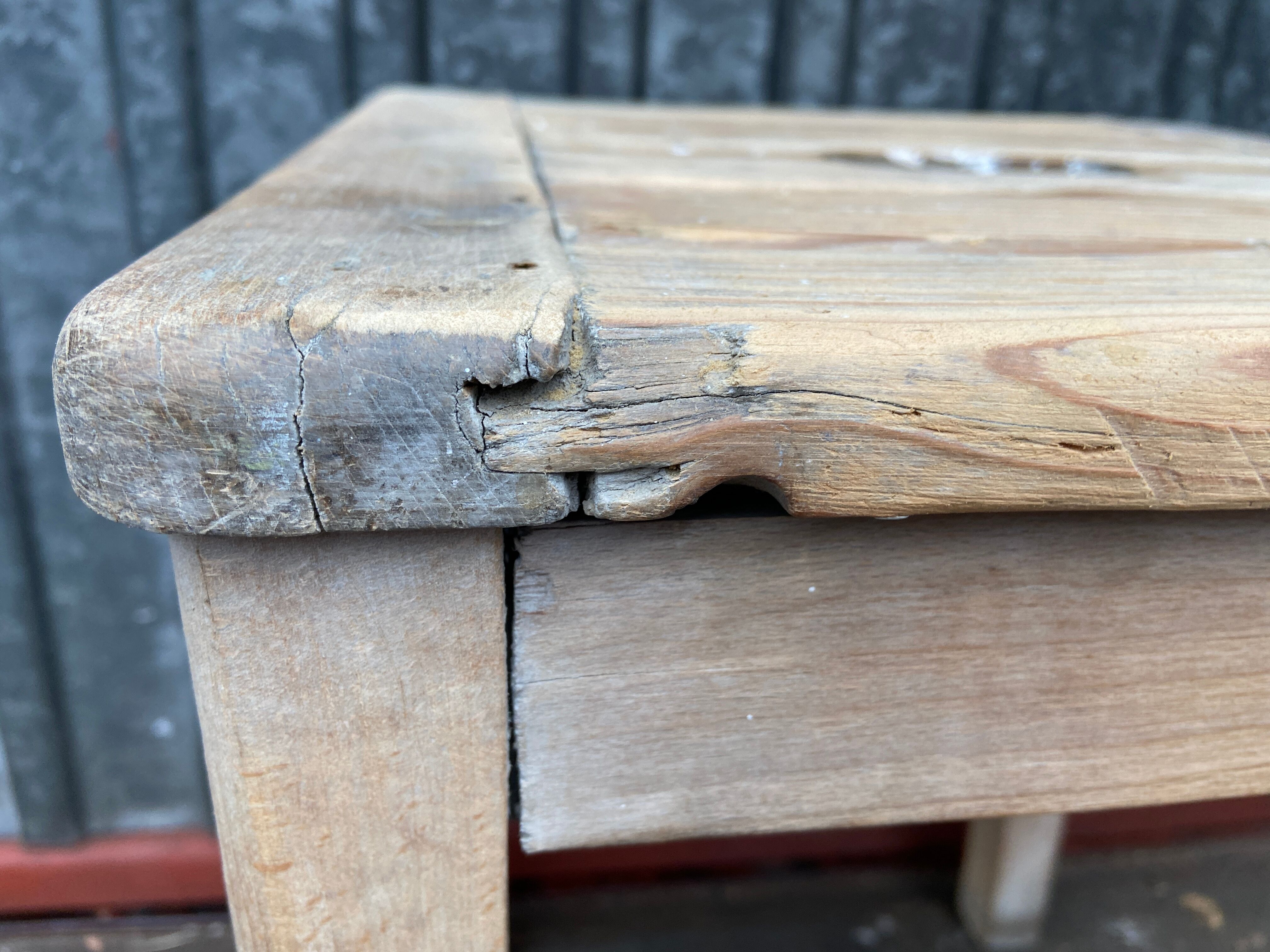 Rustic stool vintage raw natural wood 1950s