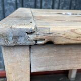 Rustic stool vintage raw natural wood 1950s