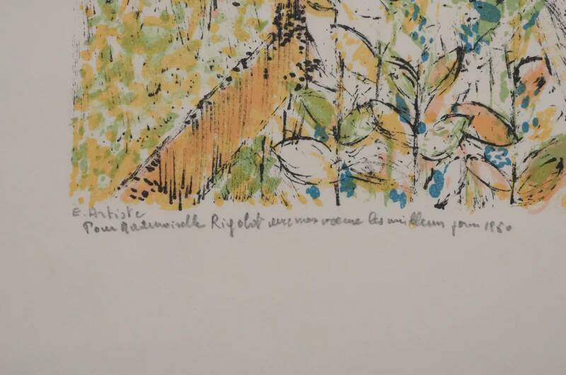 Guy BARDONE: Window open to the garden, signed original lithograph.