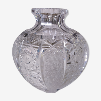 Carved crystal ball vase