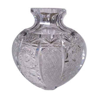 Carved crystal ball vase