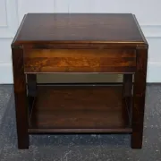 Table de Chevet Vintage Military Campaign en Acajou et Laiton