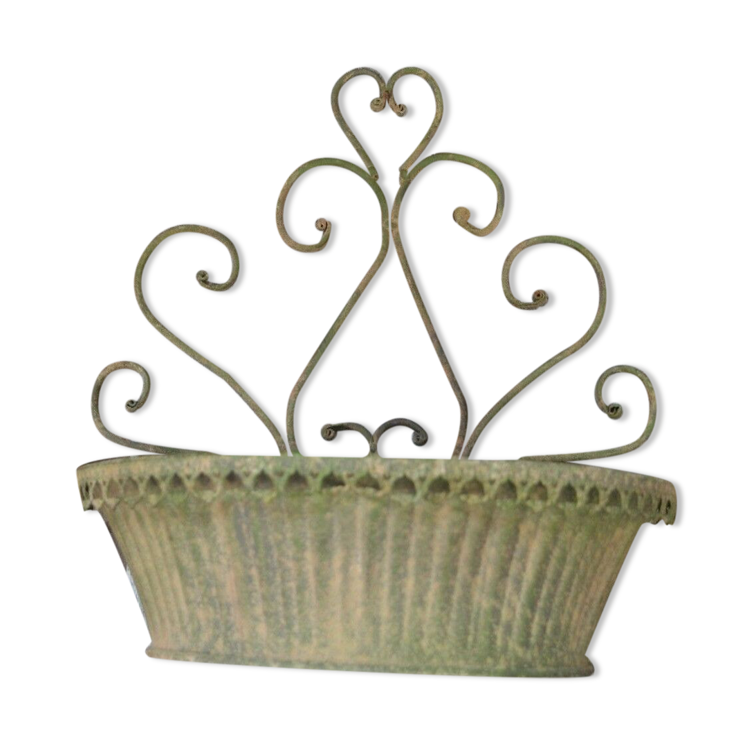 Patinated iron wall planter