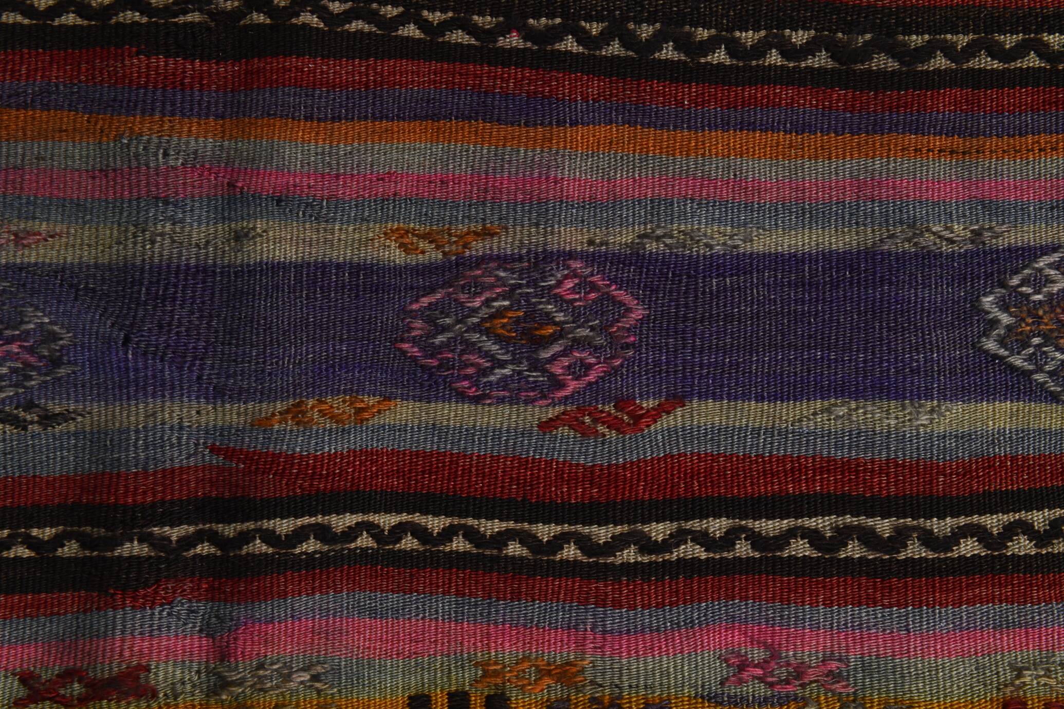 Tapis Kilim Anatolien Vintage – Rayures Ethniques, Tissé Main , 176x242 Cm