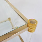 Coffee table in Lucite and Golden steel