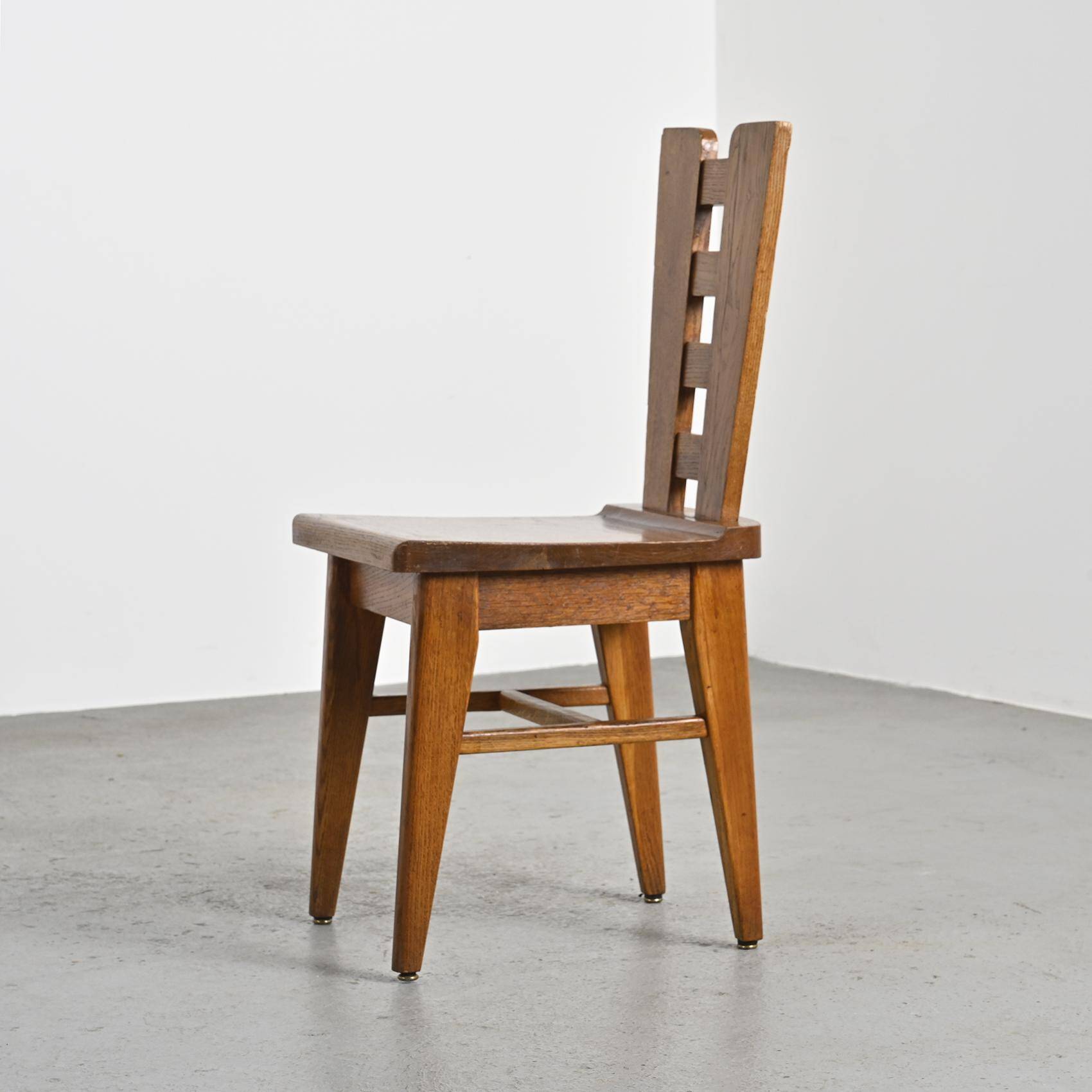 Set of six oak chairs by Henry Jacques Le Même, France circa 1940