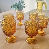 Vintage amber glass aperitif service – complete set – 1960s/70s
