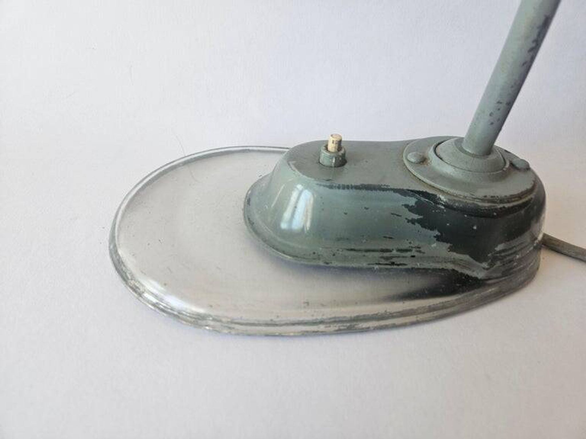 Industrial Desk Lamp Bauhaus, Marianne Brandt, Kandem, Glass Base, 1930s