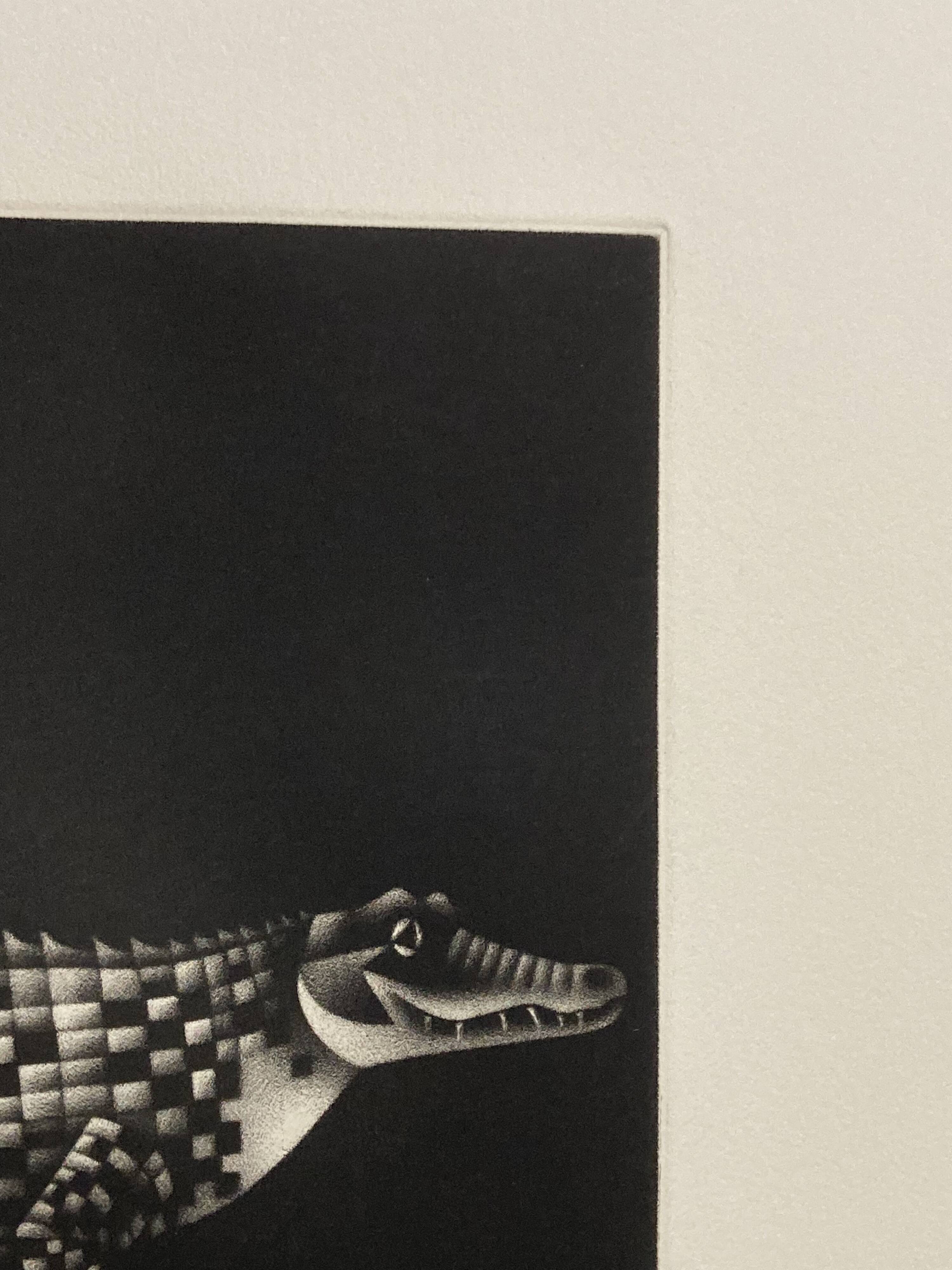 Mario avati (1921-2009), alligator, black and white, 1970