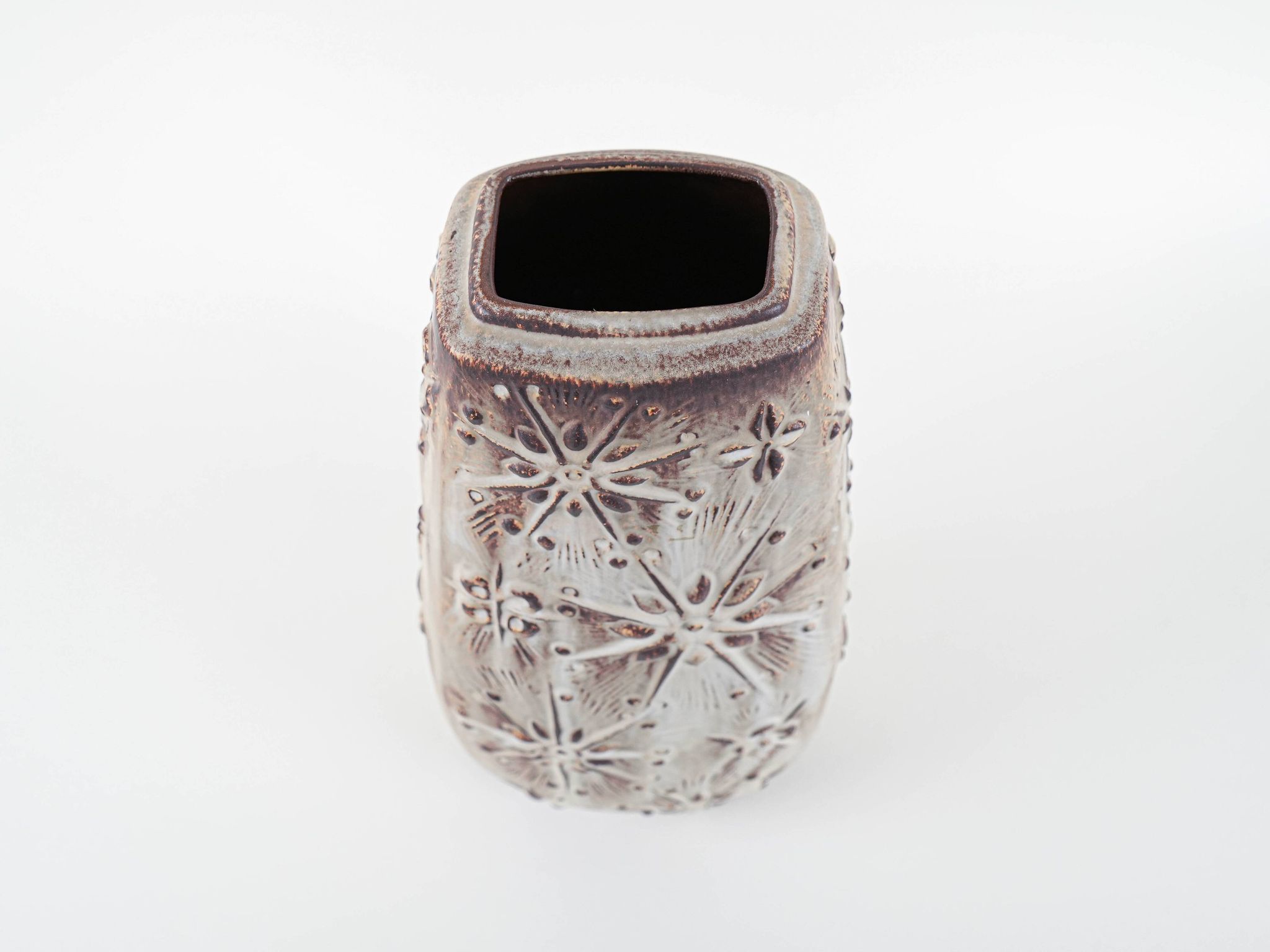 Beige ceramic vase, German design, 1960s, made in West Germany