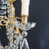 Pair of wall lamps two bronze lights with grapevines and crystal garlands – Louis XV style