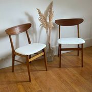 Vintage Farstrup 210 Scandinavian chairs in stained beech and teak.