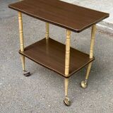 Double-tray rosewood serving trolley on gilded casters, 1970