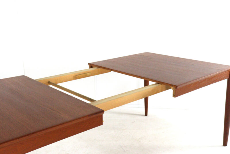 XL extendable rectangular dining table in teak by H.W. Klein for Bramin