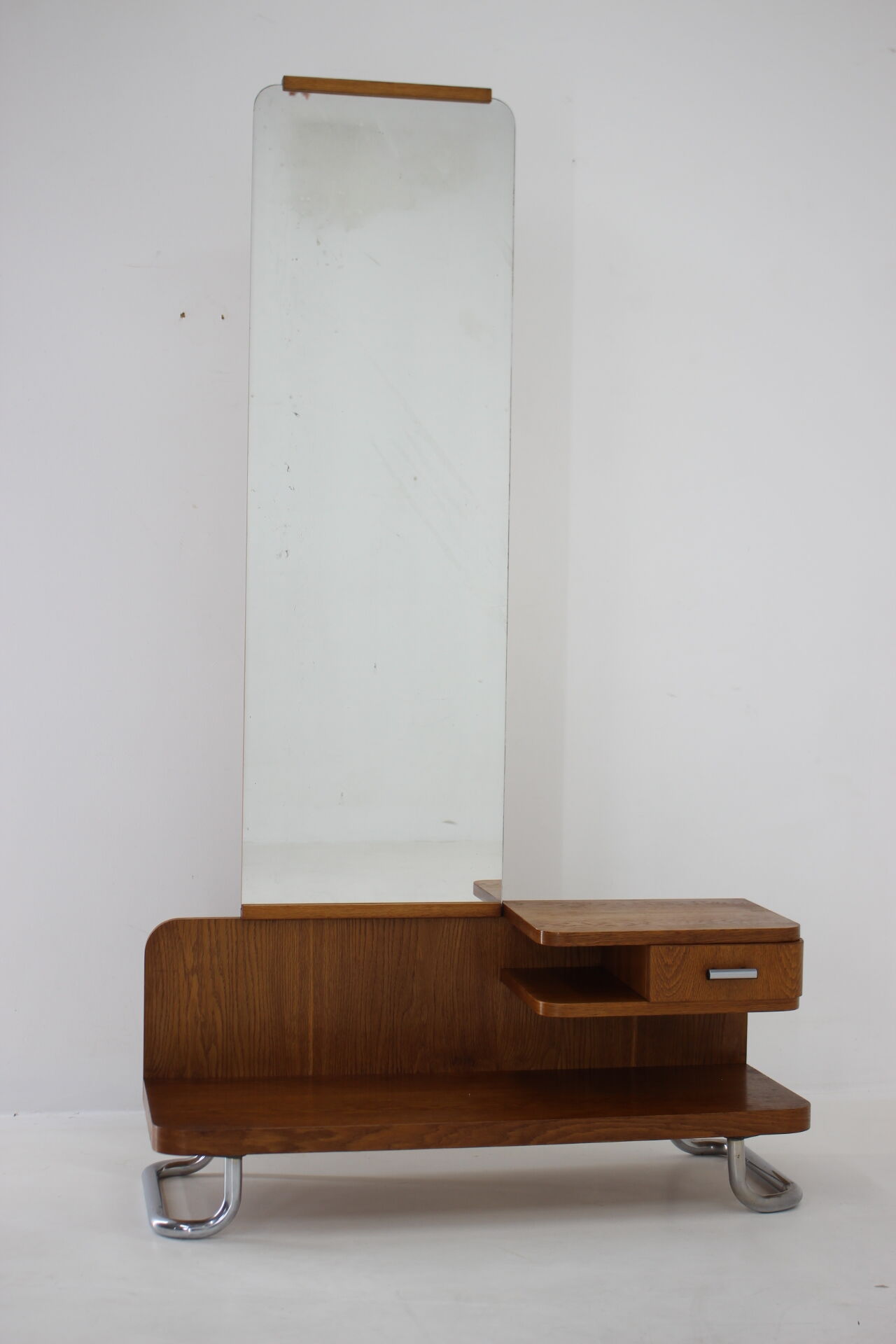 Miroir en chêne années 1950 Tchécoslovaquie 167x95cm