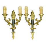 Pair of Restoration style wall lights from Hettier & Vincent - gilded bronze and green patina