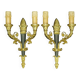 Pair of Restoration style wall lights from Hettier & Vincent - gilded bronze and green patina