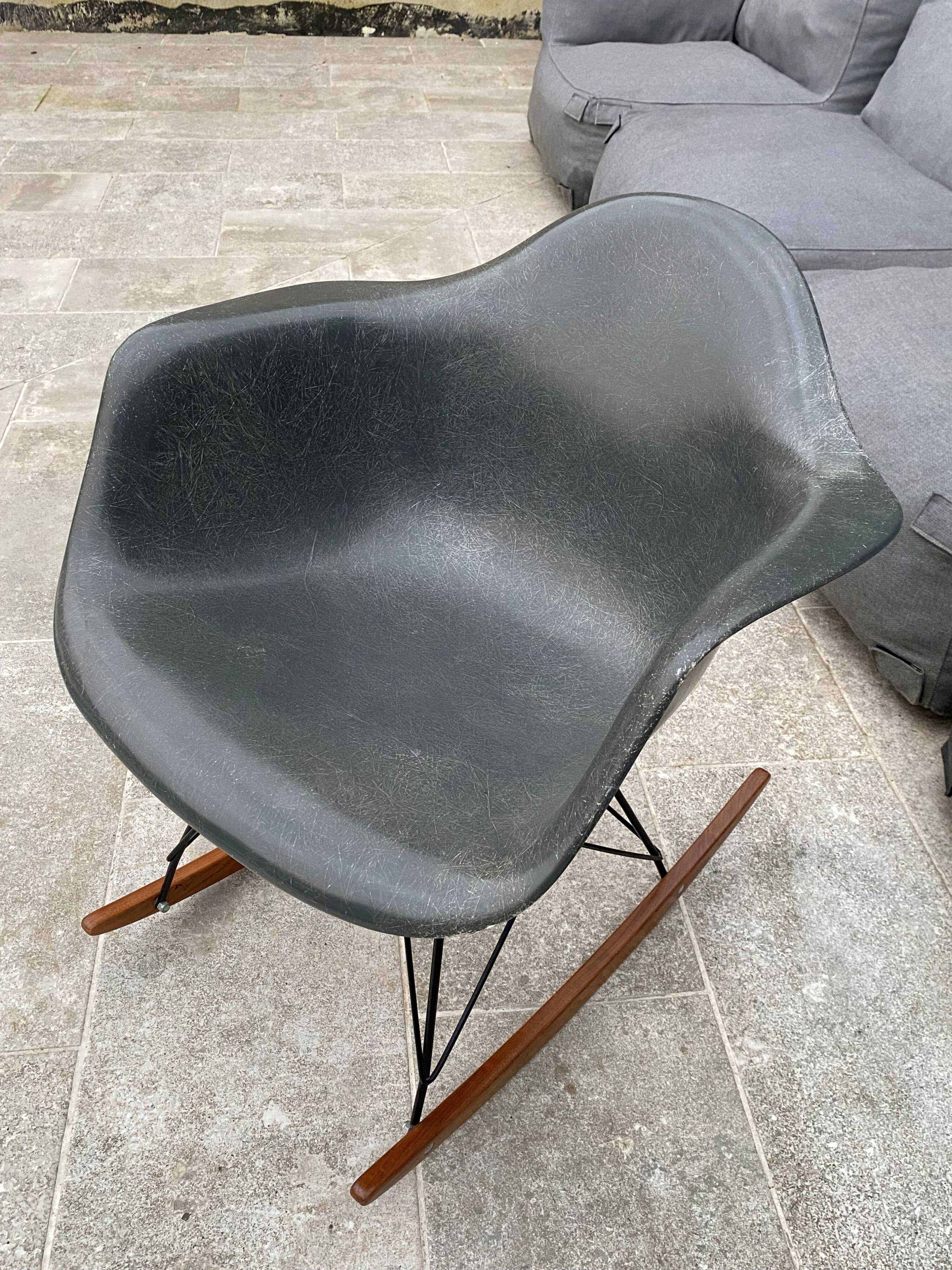 Rar eames armchair, elephant grey, zenith plastics, herman miller