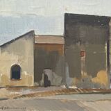 Huile sur toile vintage signée moderniste Gustav Adolf Johansson années 1960