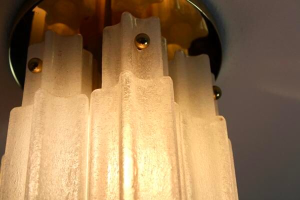 Plafonnier en laiton et verre dépoli Glashütte Limburg