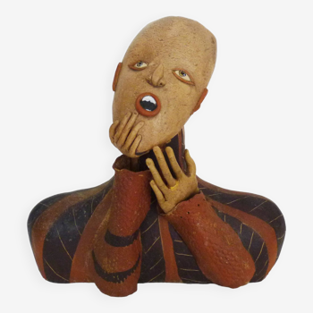 Polychrome terracotta bust sculpture