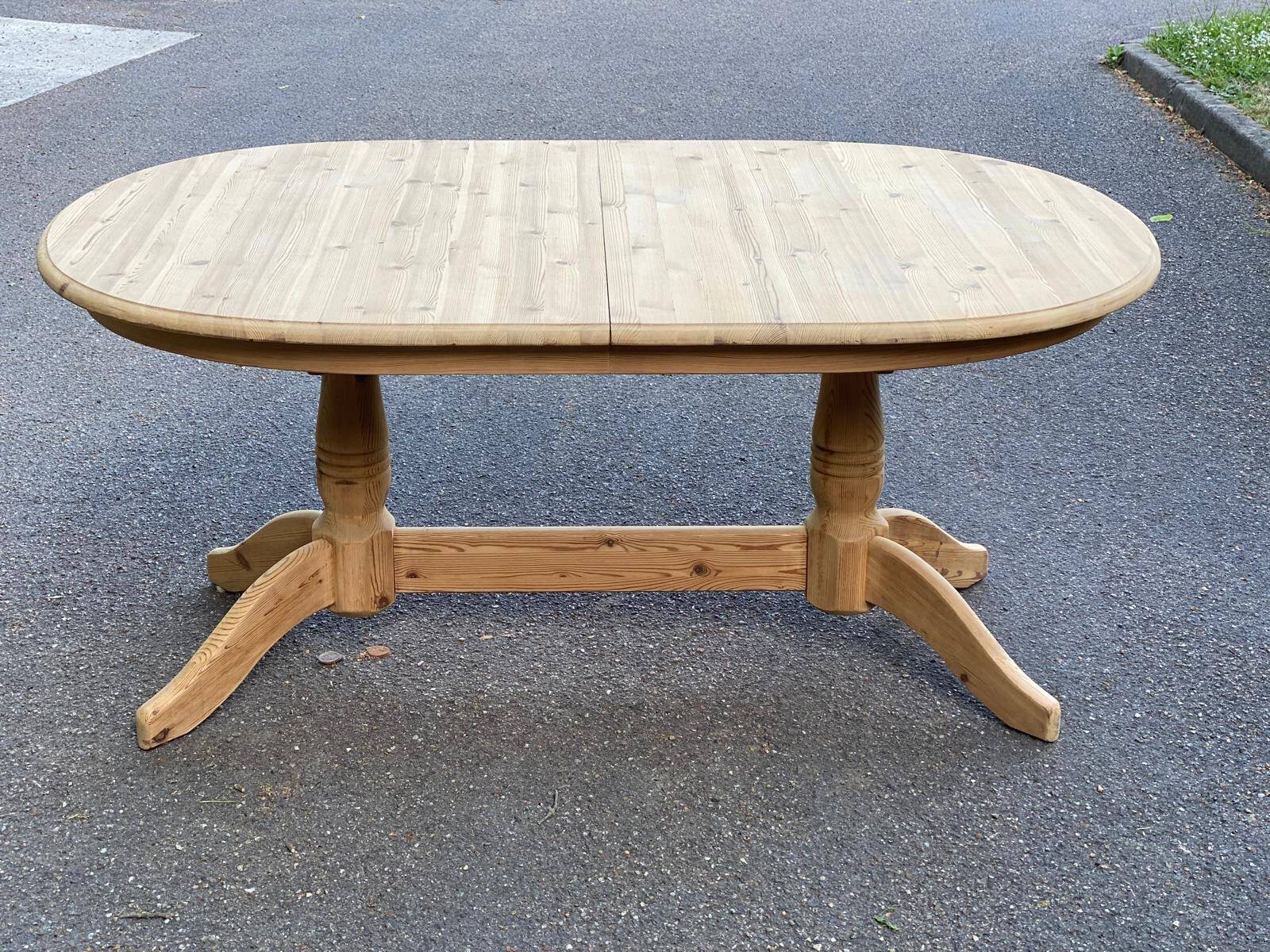 Table à manger de ferme extensible rénovée en bois brut XXème 160cm