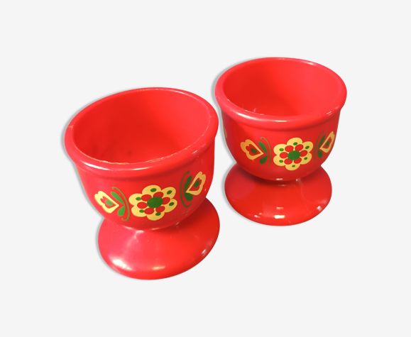 Paire de coquetier rouge vintage