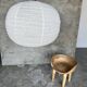 Grande suspension en rotin et lin naturel japonisante ronde aplatie (Labu) H57 D80