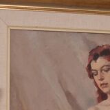 Huile sur toile originale française – « Portrait de femme » par Philippe de Rougemont – vintage et encadrée – 72,5 × 64 cm (28,5" × 25,2")