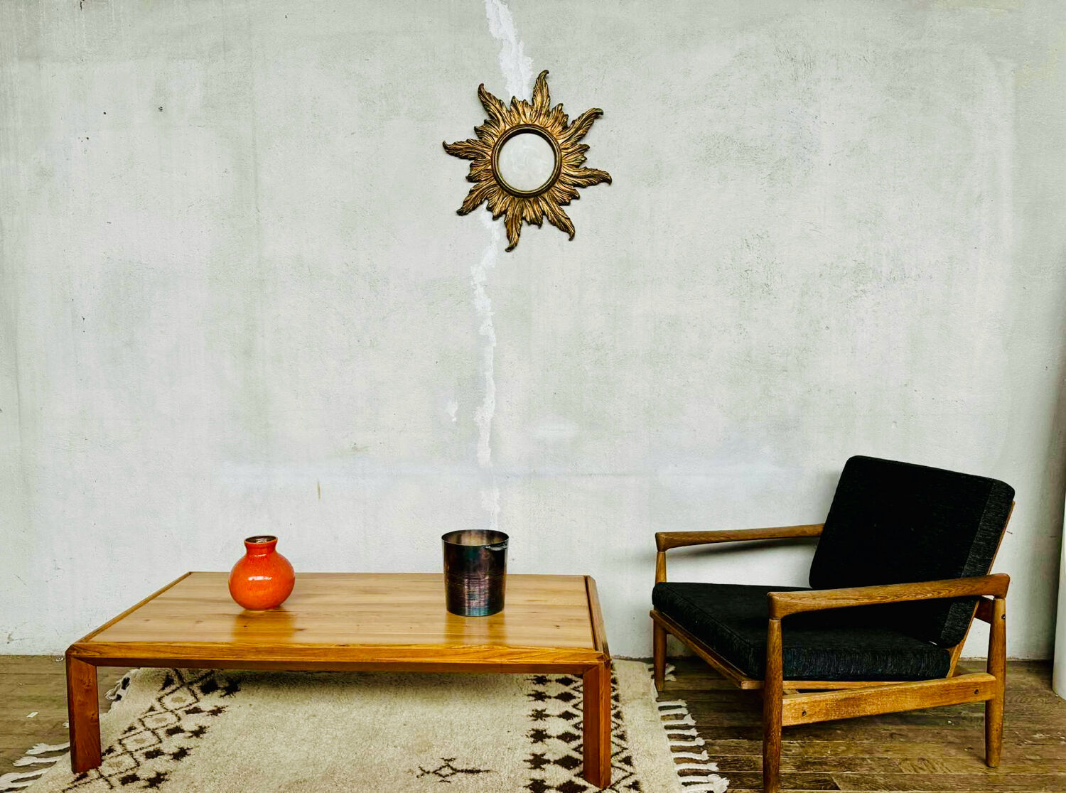 Vintage light wood coffee table from the 1960s