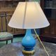 Lampe Napoléon III fin XIXème en opaline bleu