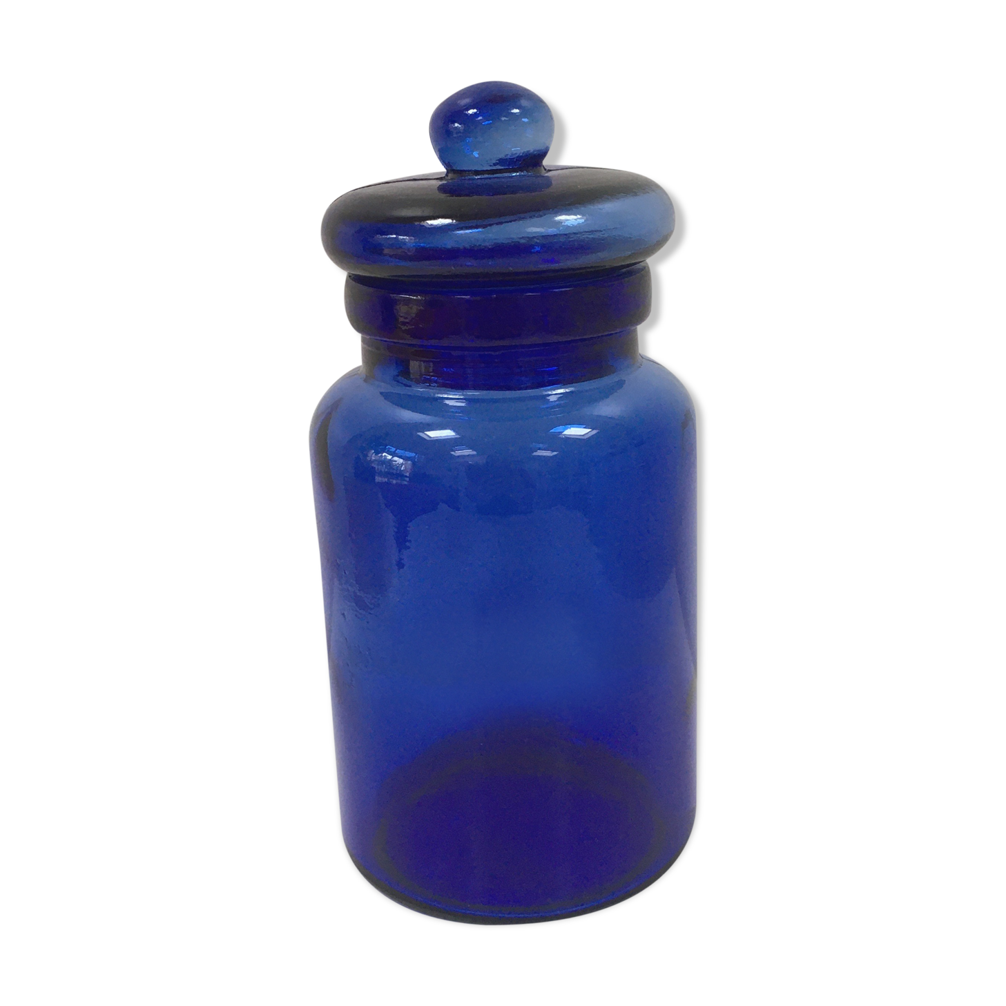 Vintage cobalt blue glass pot