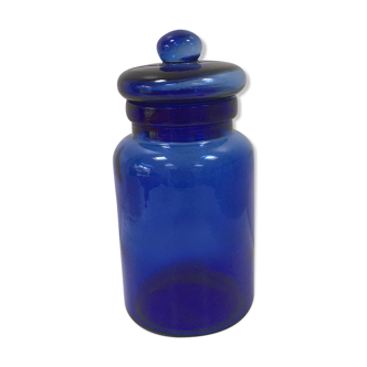 Pot vintage en verre bleu cobalt
