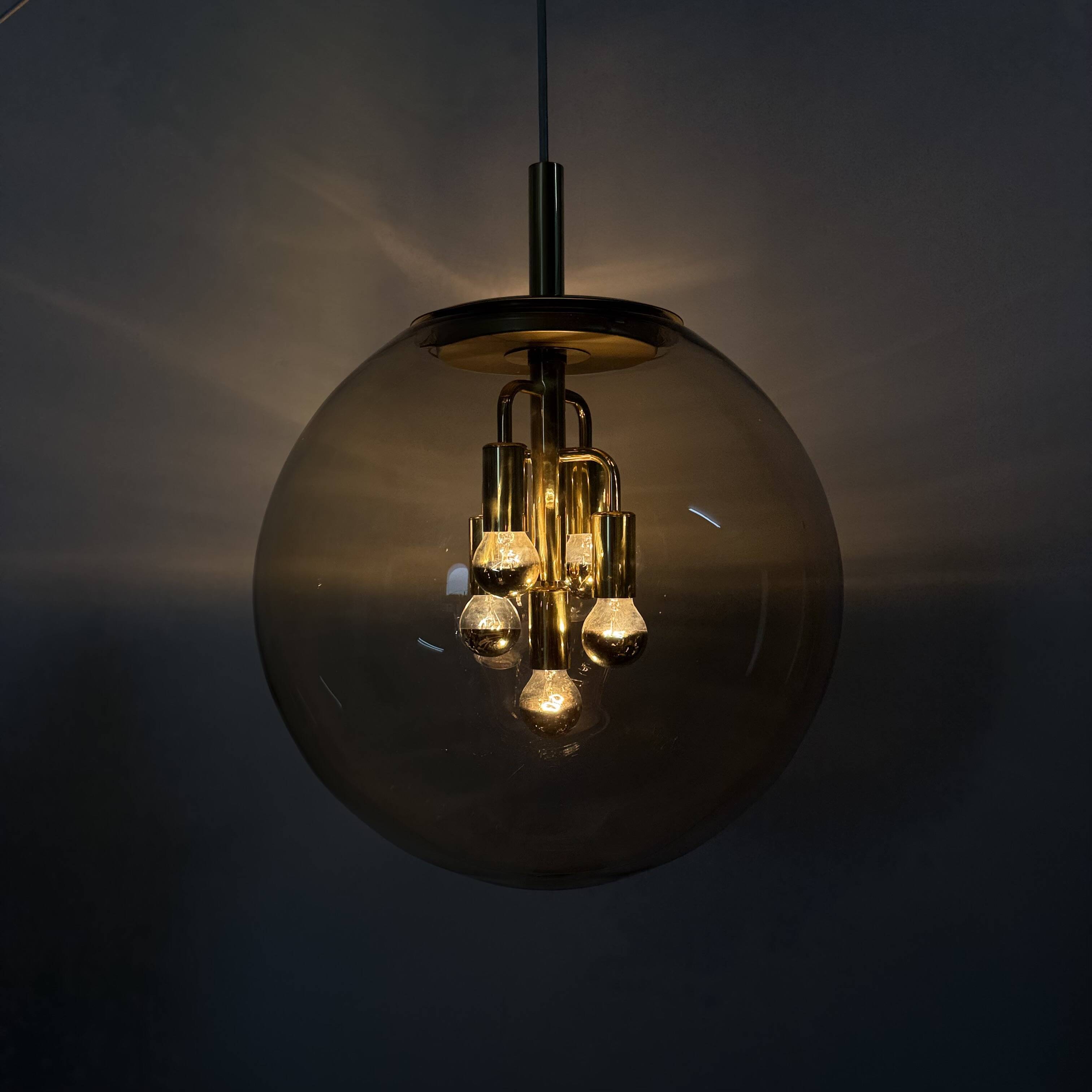 Doria Leuchten globe glass hanging lamp , 1970s