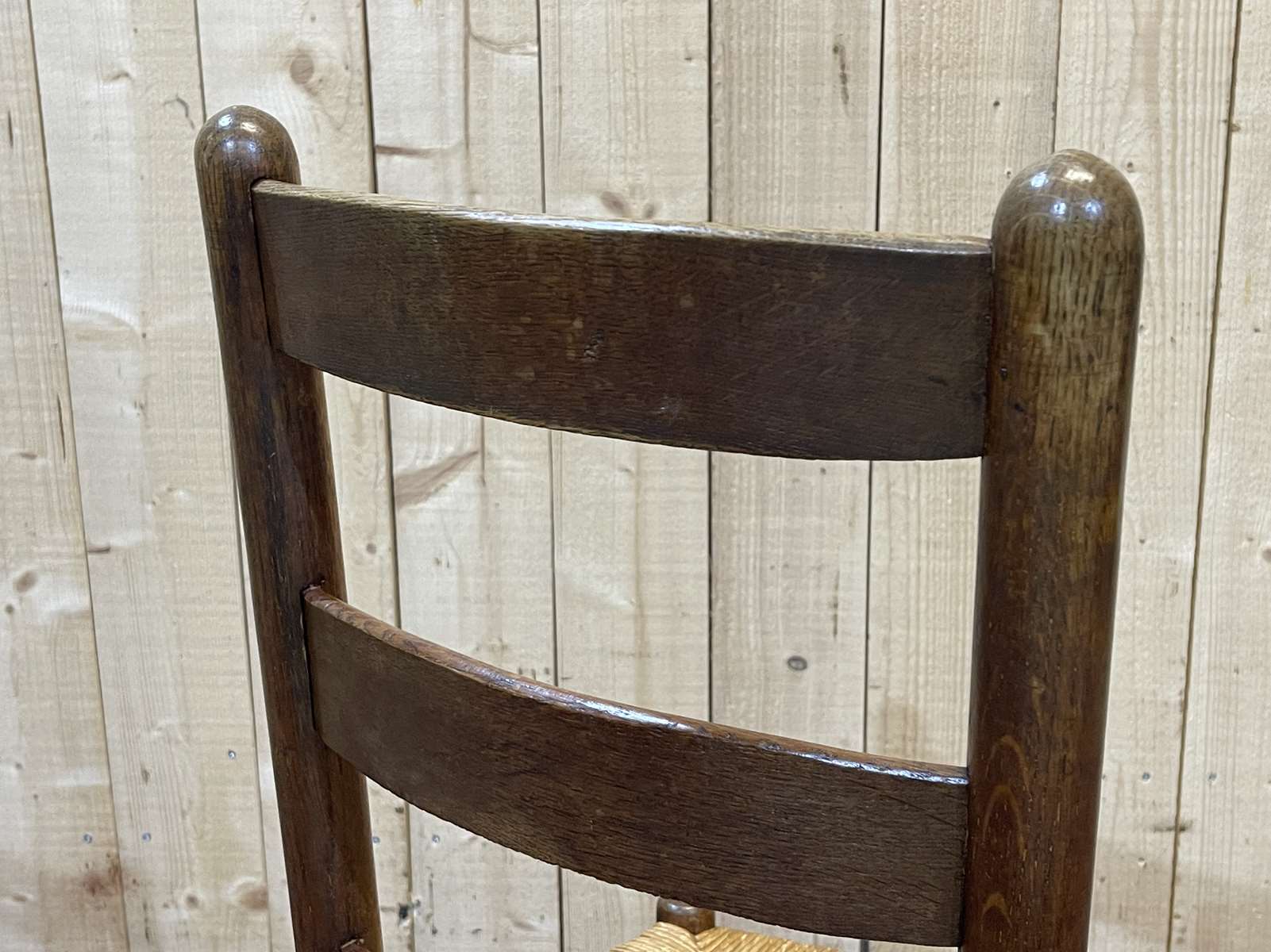 Suite of 8 oak chairs and straw seats - 1950s work