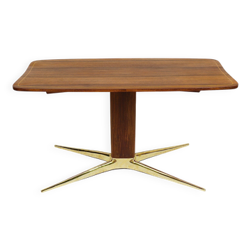 Oswald Haerdtl x Hagenauer Vienna coffee table in brass and walnut, Austria, 1950s