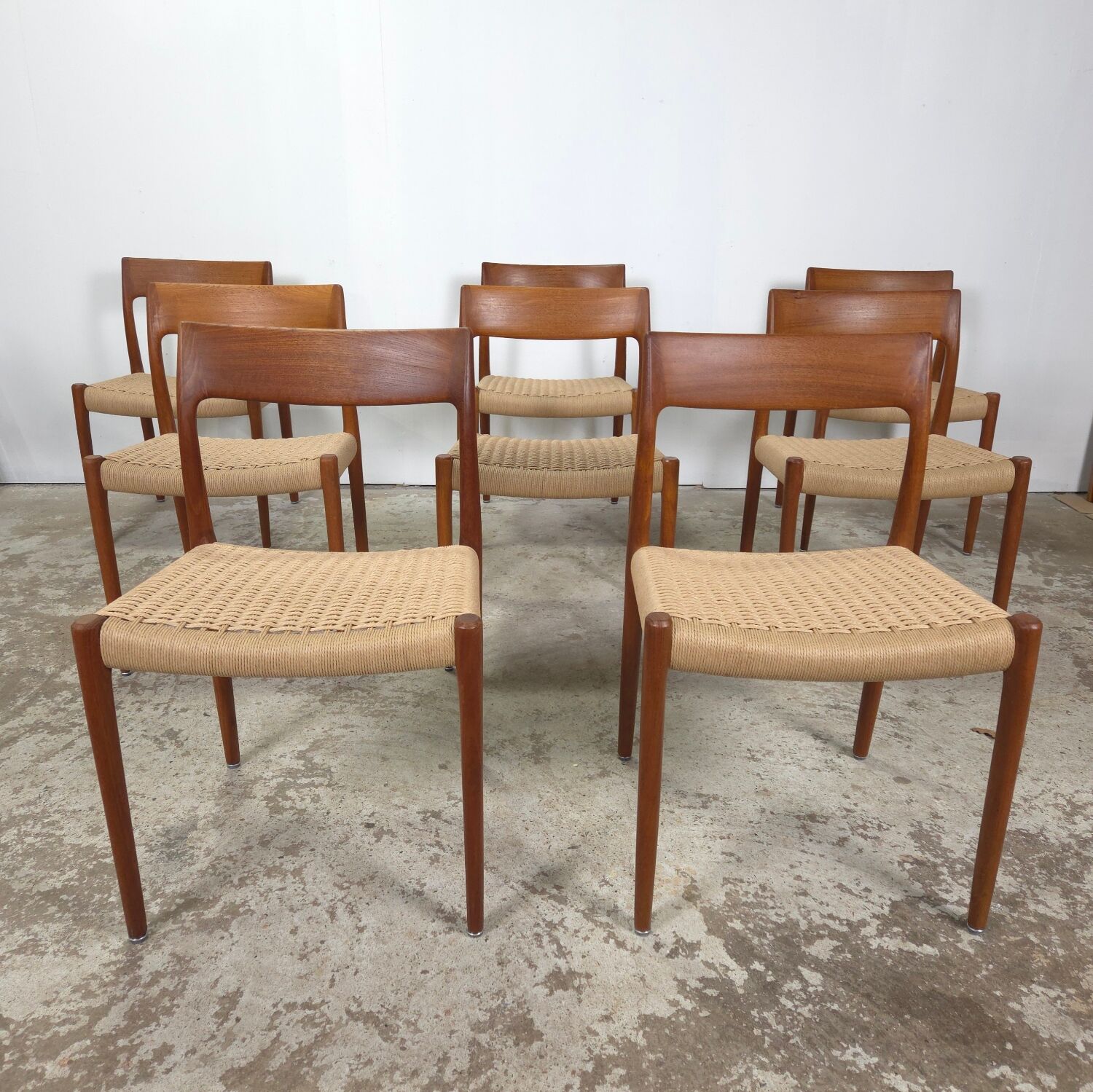 Niels Møller model 77 dining chair teak new papercord